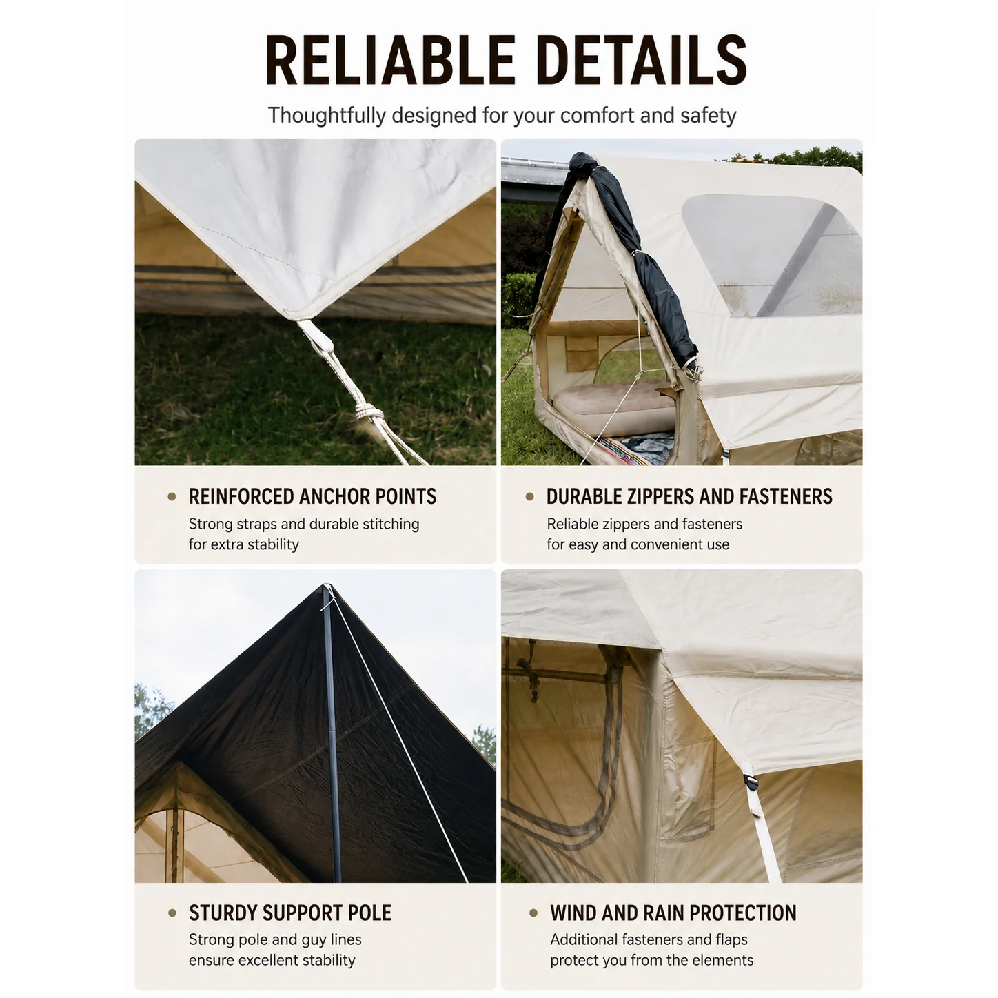 6.3㎡ Open Door Inflatable Camping Tent with Large Sunroof & Extended Sky Canopy - 图片 6