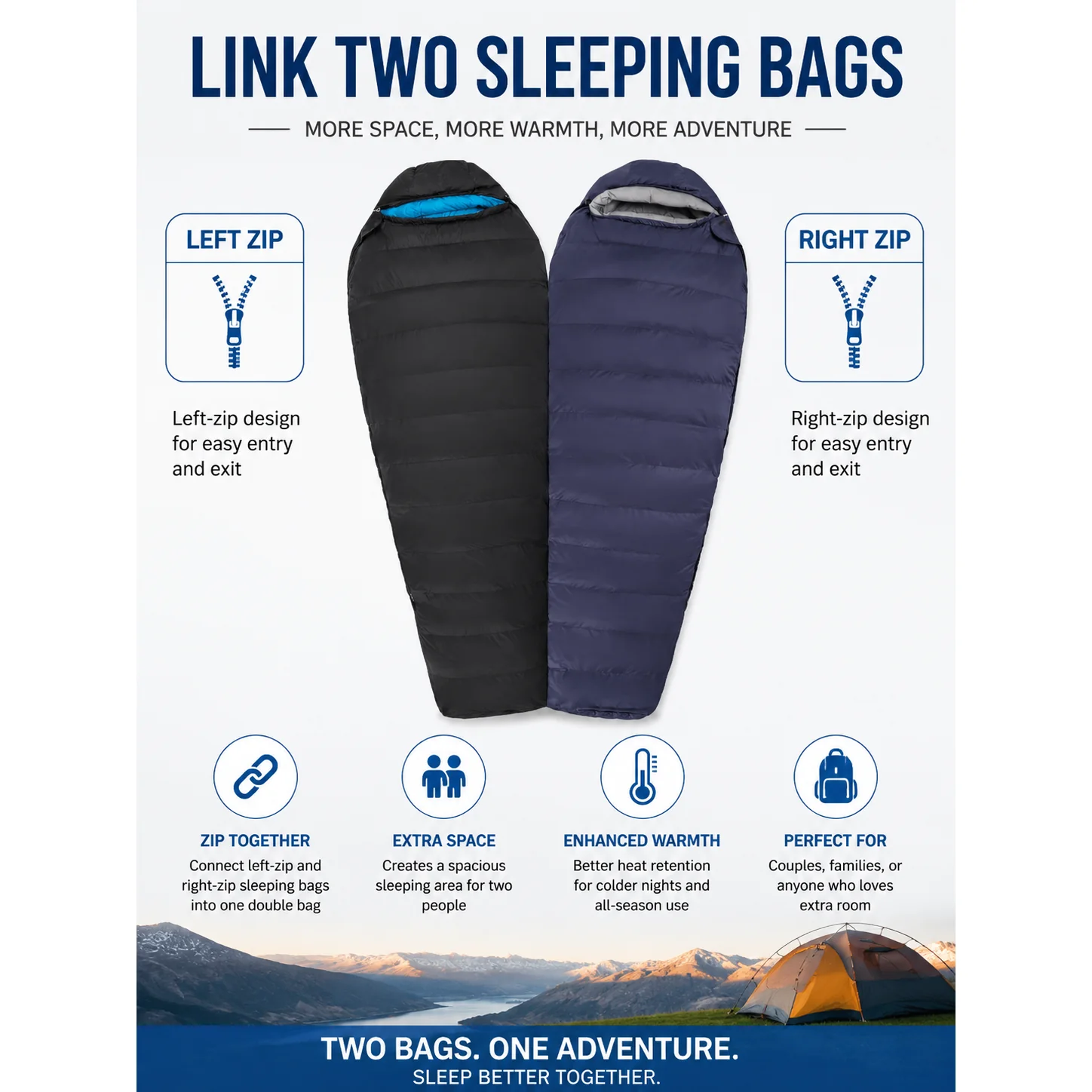 Mummy Duck Down Sleeping Bag, 3 Season Cold Weather Ultralight Backpacking Sleeping Bag for Camping Hiking Mountaineering - 图片 2