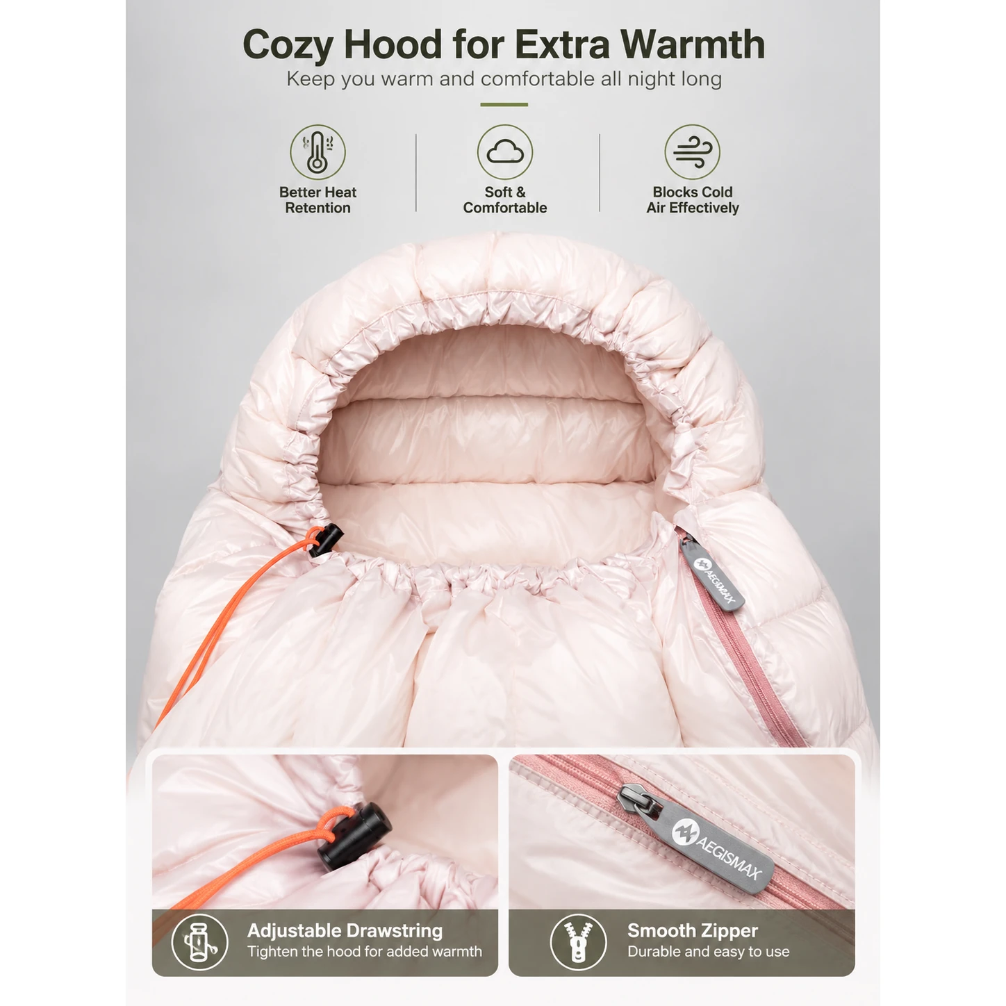 Ultralight Mummy Down Sleeping Bag, 3 Season Waterproof Compact Backpacking Sleeping Bag - 图片 6