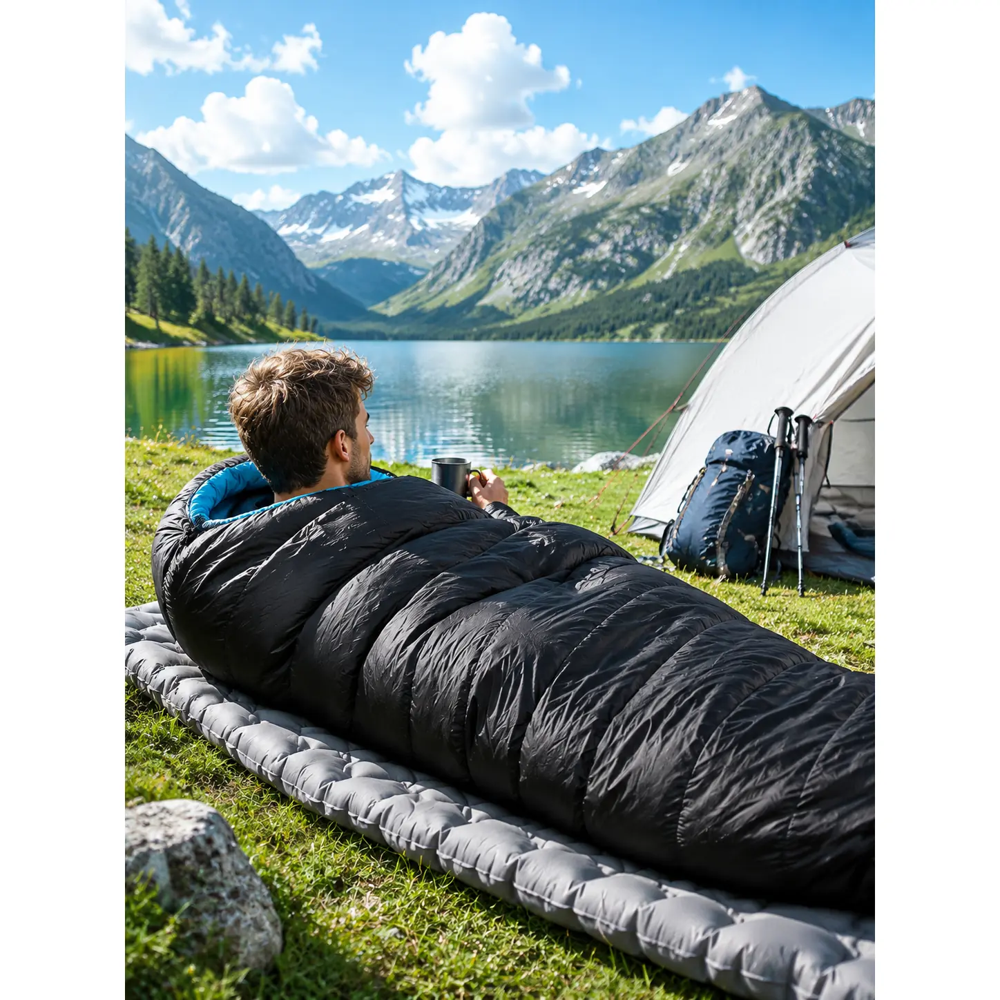 Mummy Duck Down Sleeping Bag, 3 Season Cold Weather Ultralight Backpacking Sleeping Bag for Camping Hiking Mountaineering - 图片 9