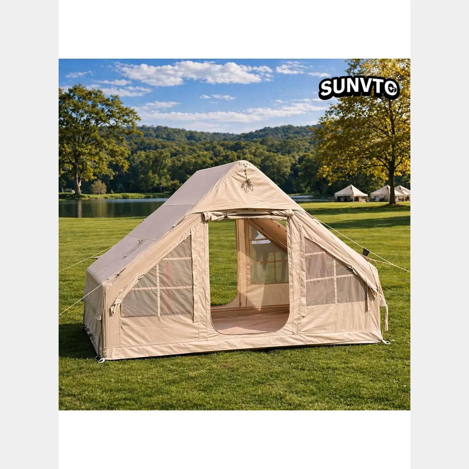 Classic Camping Tent, 6.3㎡ Double U-Shaped Door with Skylight & Chimney Vent - 图片 3