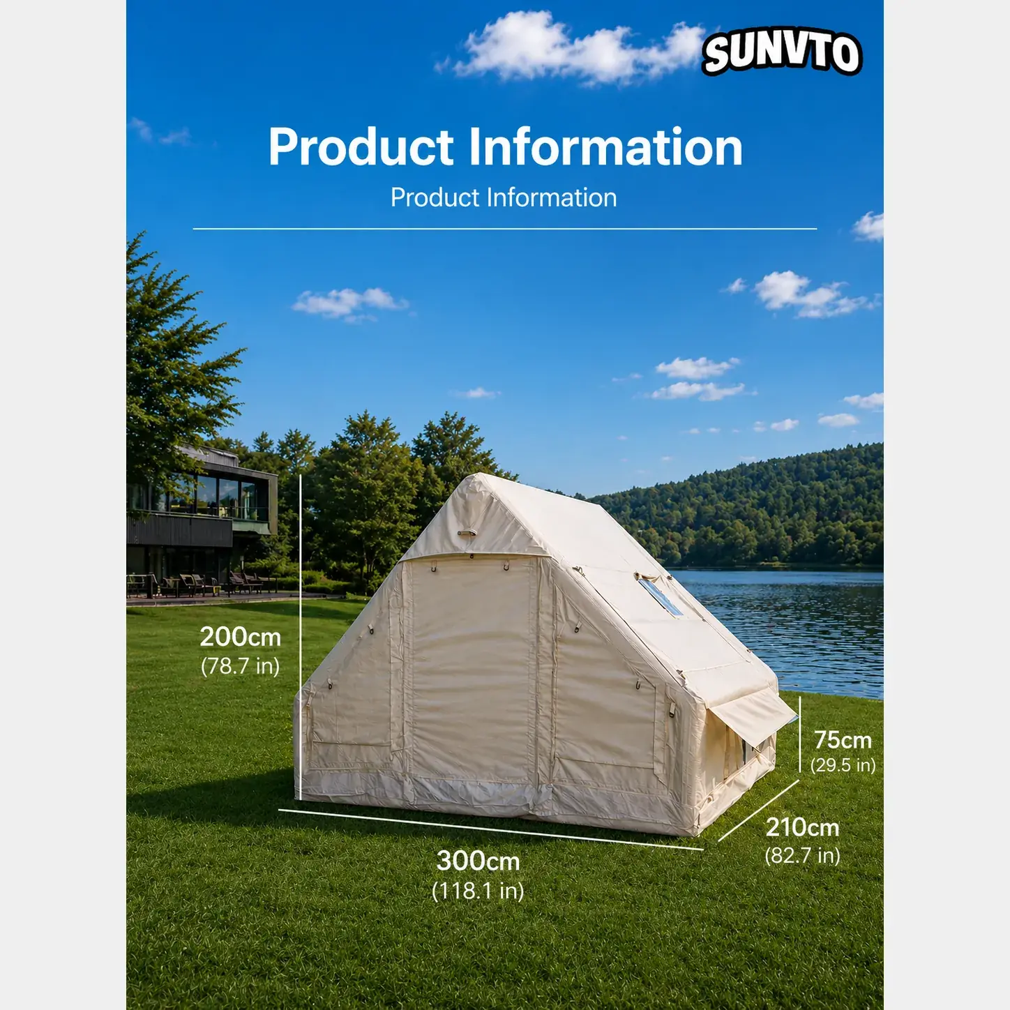 Classic Camping Tent, 6.3㎡ Double U-Shaped Door with Skylight & Chimney Vent - 图片 6