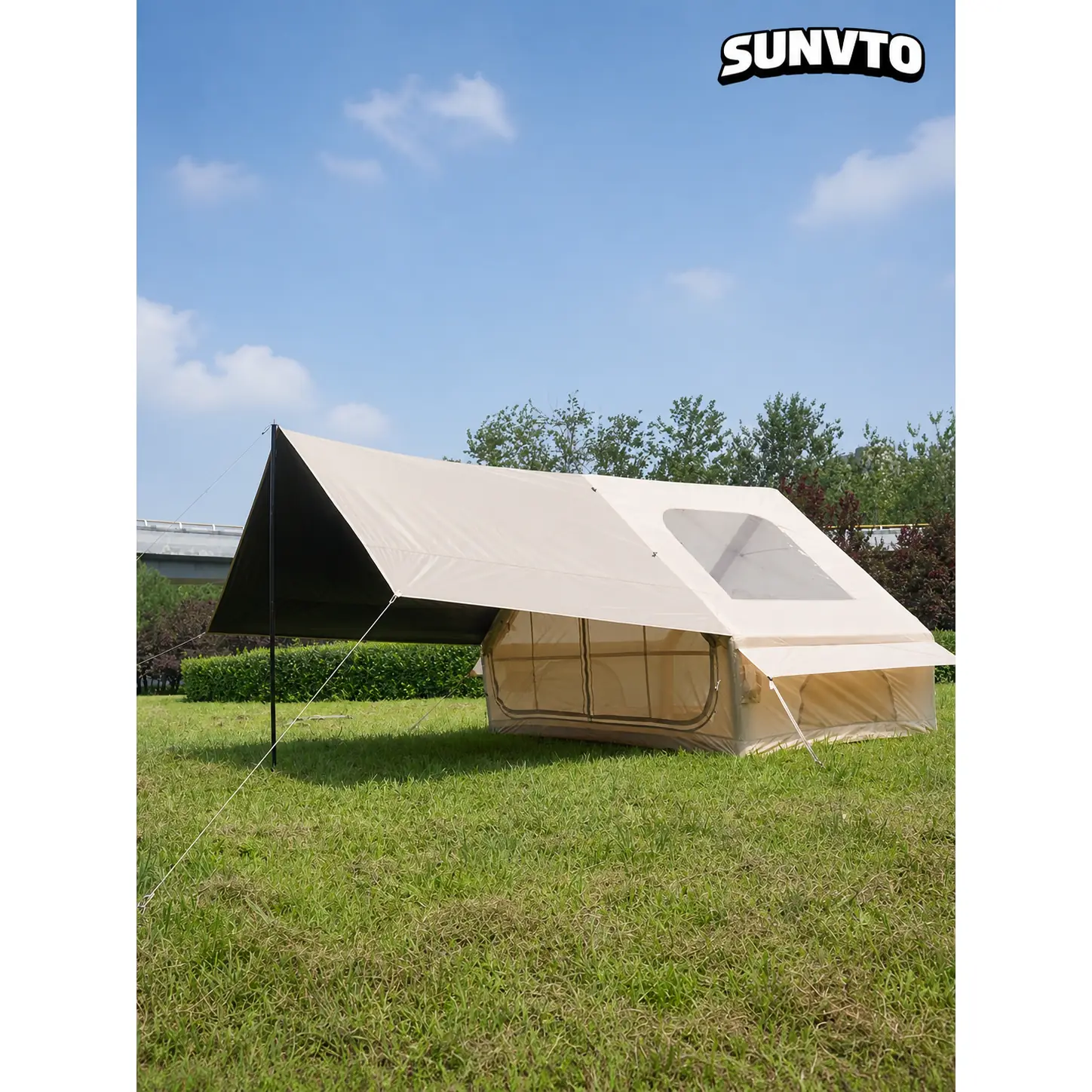 6.3㎡ Open Door Inflatable Camping Tent with Large Sunroof & Extended Sky Canopy - 图片 2