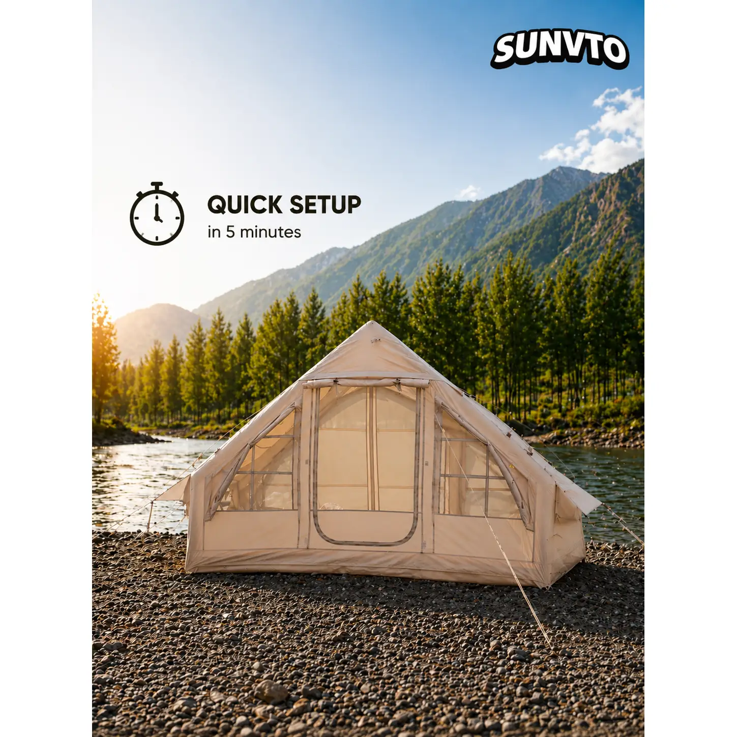 6.3㎡ Single-Door Large Skylight Inflatable Camping Tent - 图片 2