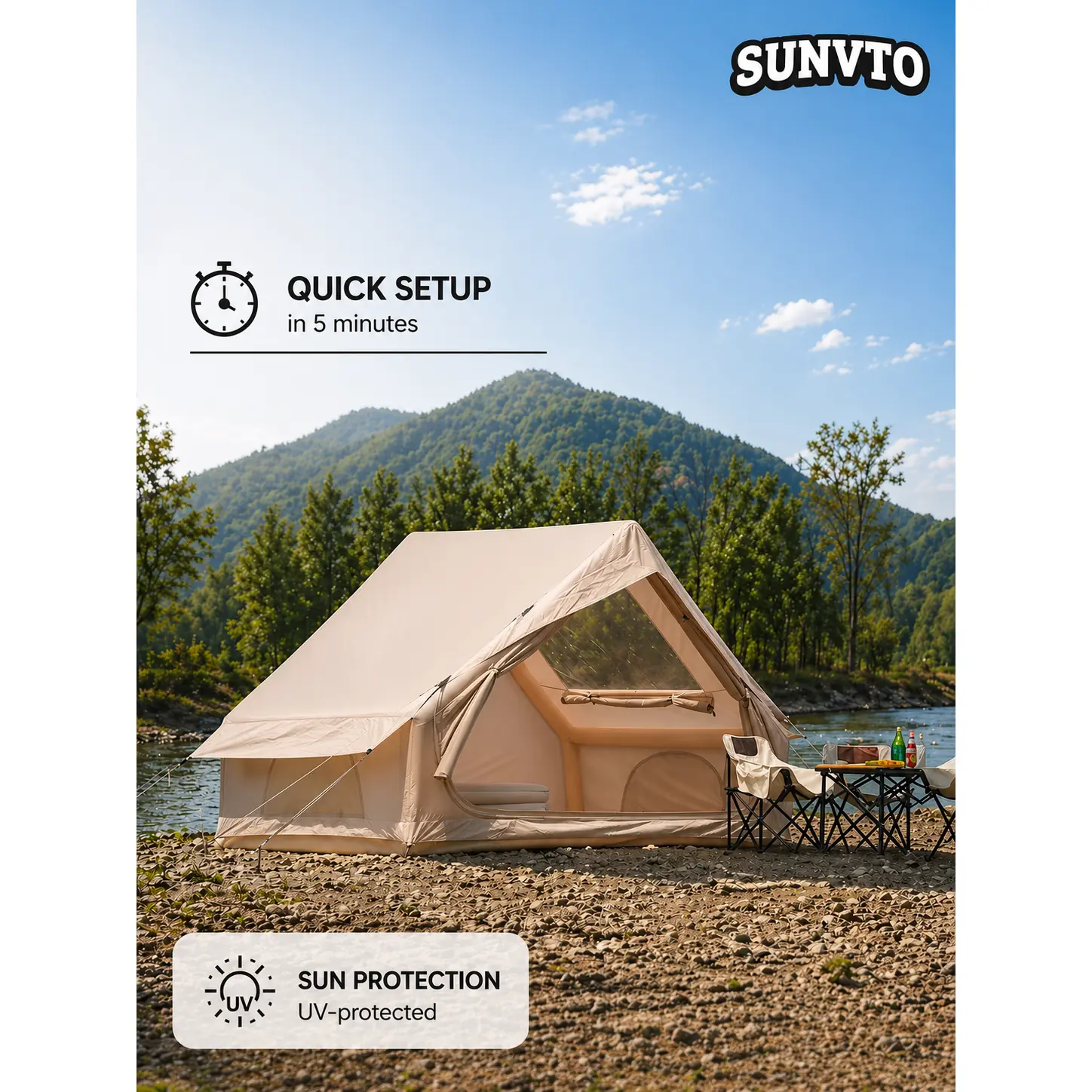 6.3㎡ Single-Door Large Skylight Inflatable Camping Tent - 图片 3