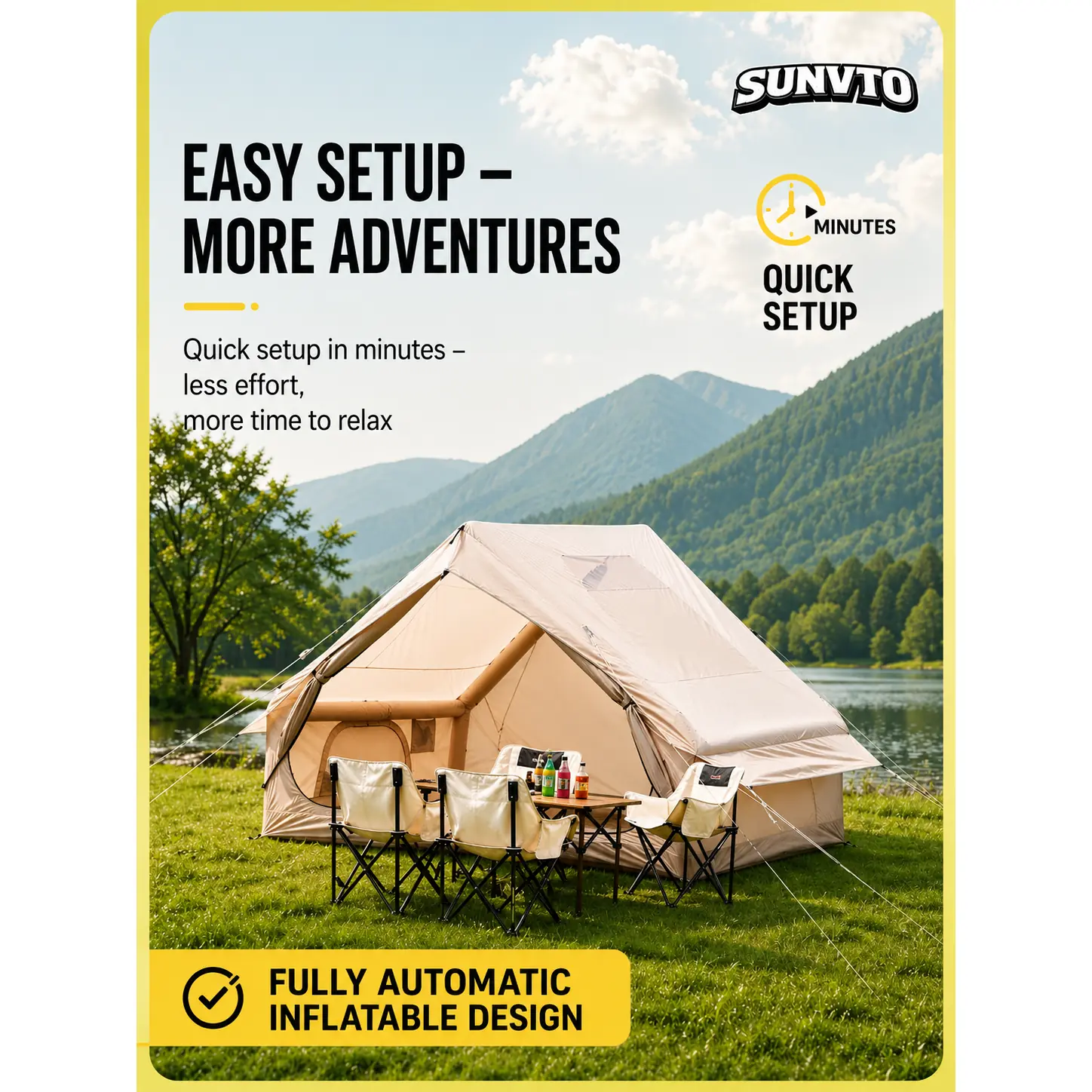 6.3㎡ Single-Door Large Skylight Inflatable Camping Tent - 图片 5