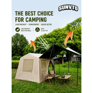 6.5㎡ Ridge Inflatable Camping Tent, PVC Air Column Tent with Sun Awning