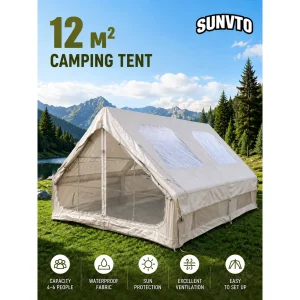 12M² Inflatable Camping Tent, Double-Door with Two BIG Skylights
