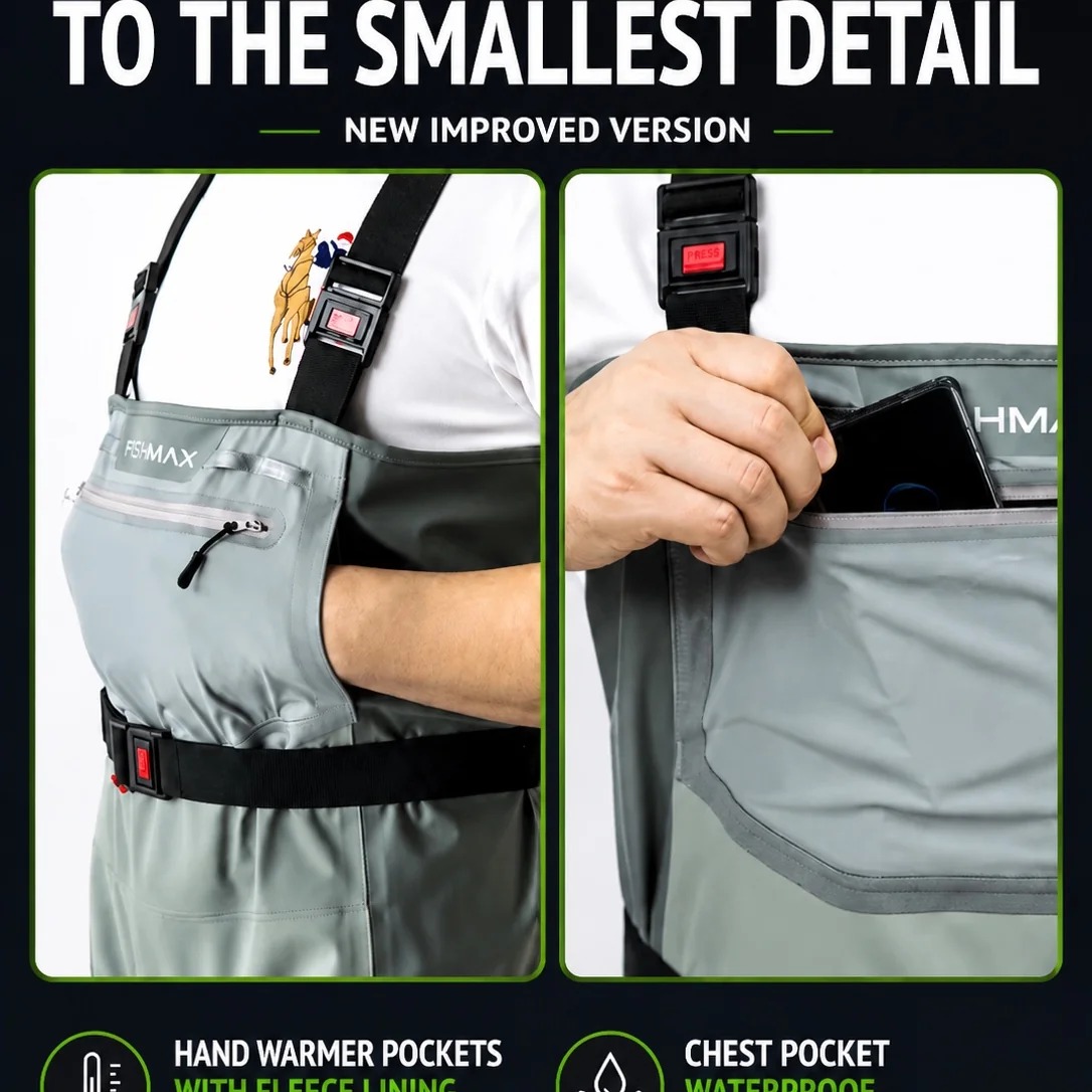 Toray Evotruth Tex Chest Waders, 20000mm Waterproof Breathable Fishing Waders with Integrated Anti-slip Rubber Boots - 图片 10