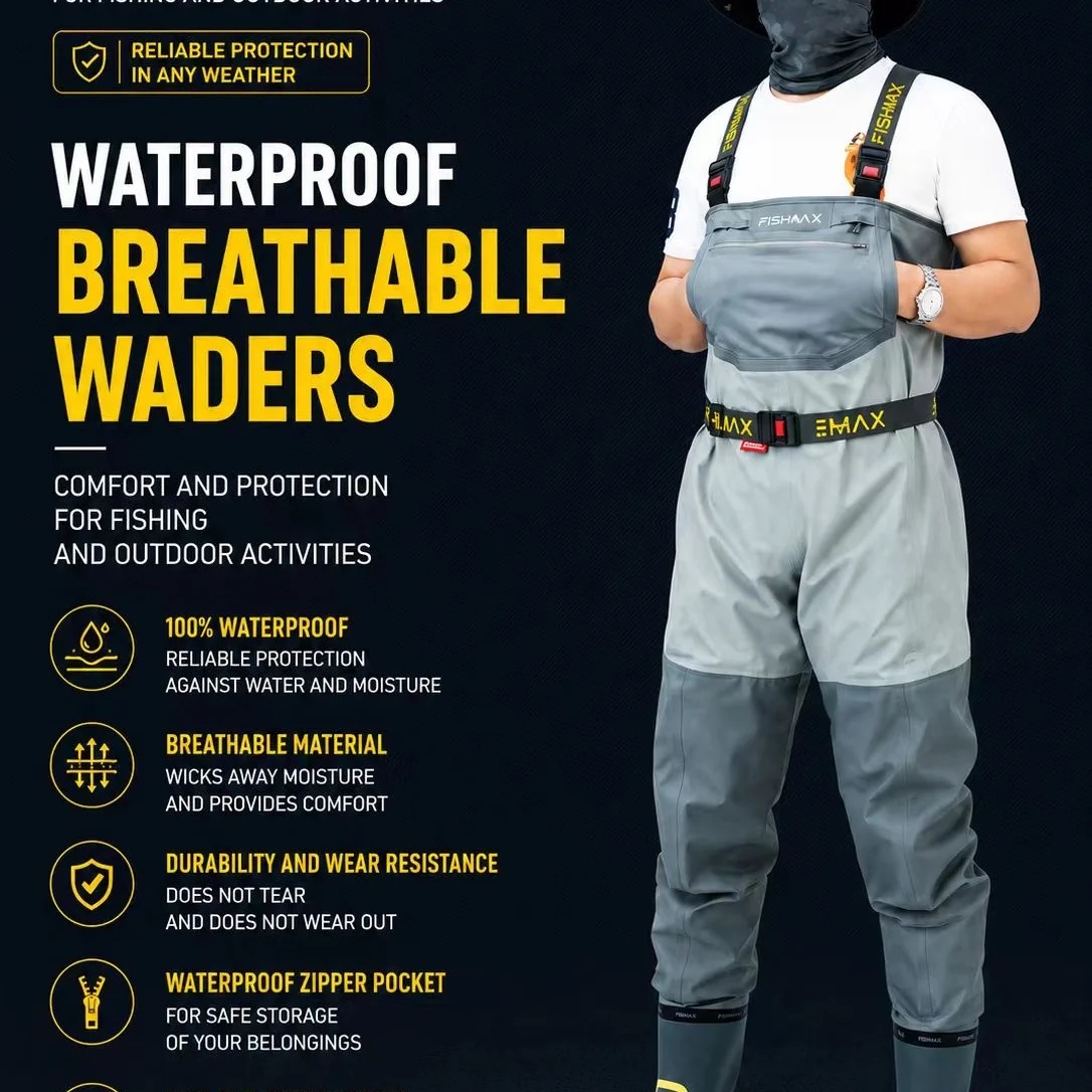 Toray Evotruth Tex Chest Waders, 20000mm Waterproof Breathable Fishing Waders with Integrated Anti-slip Rubber Boots - 图片 3