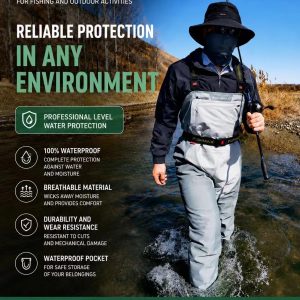 Toray Evotruth Tex Chest Waders, 20000mm Waterproof Breathable Fishing Waders with Integrated Anti-slip Rubber Boots