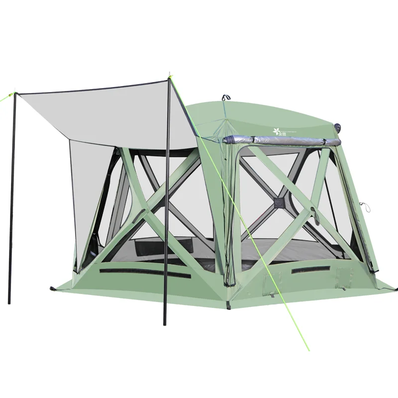 Automatic Hexagonal Camping Tent, All-Season Panoramic Mosquito Net Tent Dual-Purpose Canopy for Road Trip - 图片 3