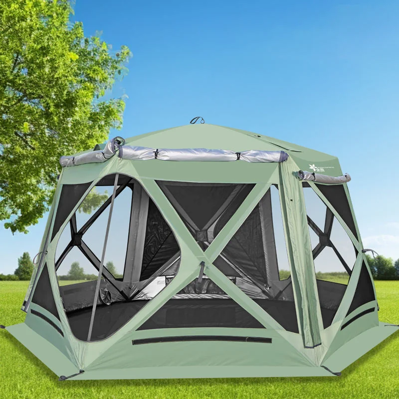 Automatic Hexagonal Camping Tent, All-Season Panoramic Mosquito Net Tent Dual-Purpose Canopy for Road Trip - 图片 4