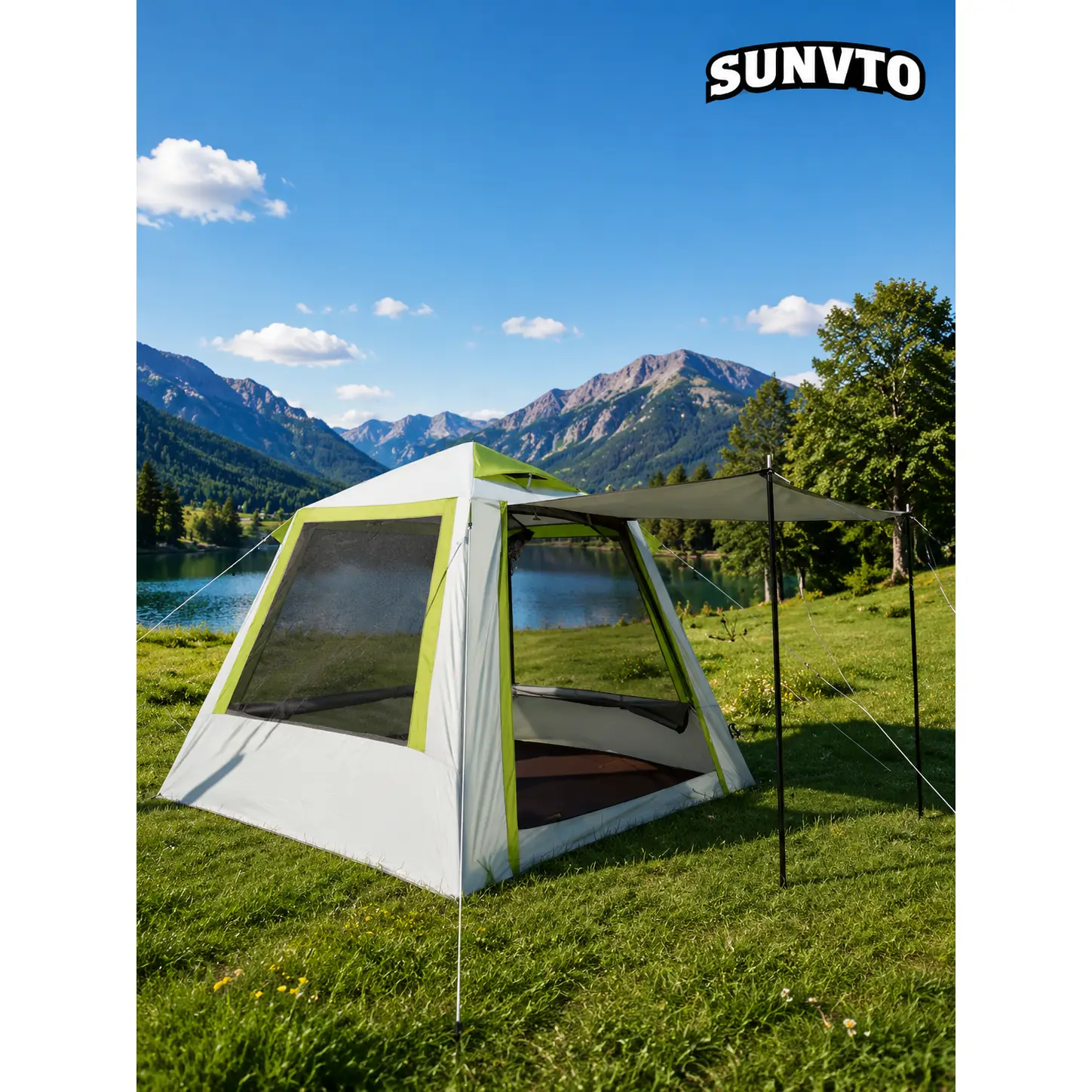 4M² Inflatable Tent, Single Door, Three Windows, Four-way Ventilation, Windproof and UV-resistant - 图片 2