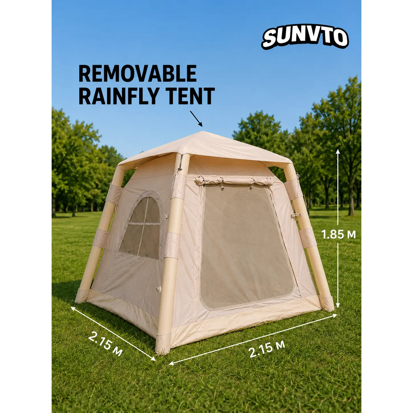 4.6M² Lightweight Inflatable Camping Tent, Waterproof & UV-Resistant for All Seasons - 图片 3