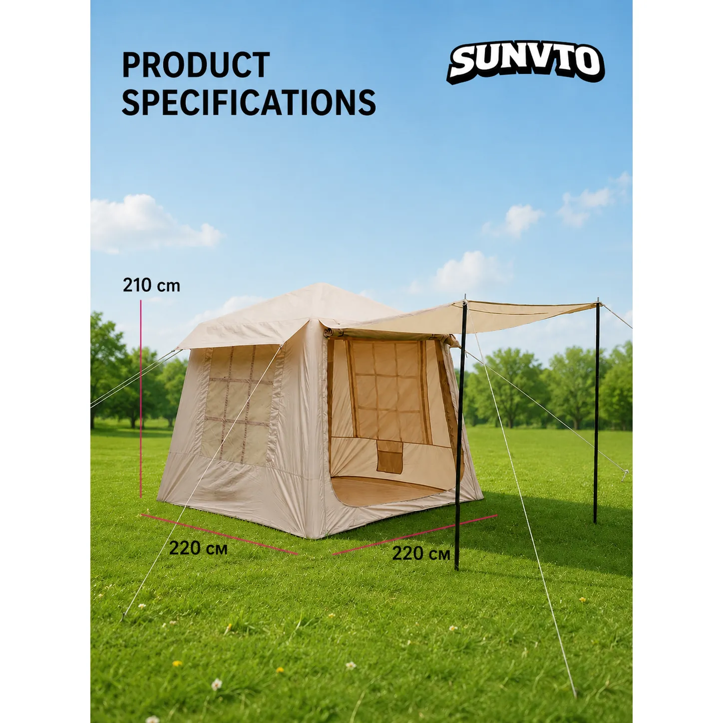 4.6M² Lightweight Inflatable Camping Tent, Waterproof & UV-Resistant for All Seasons