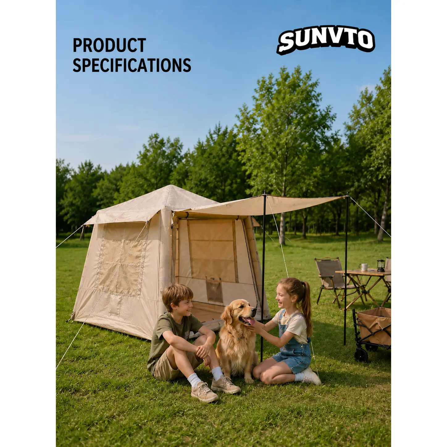 4.6M² Lightweight Inflatable Camping Tent, Waterproof & UV-Resistant for All Seasons - 图片 2
