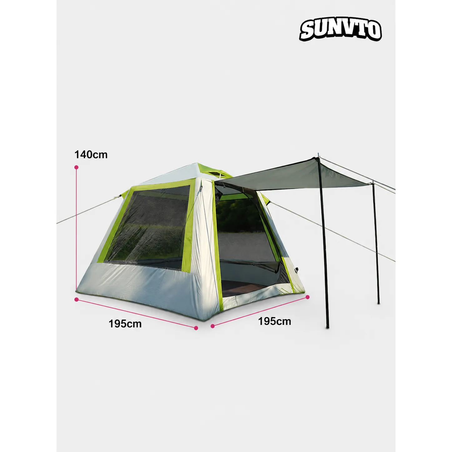 4M² Inflatable Tent, Single Door, Three Windows, Four-way Ventilation, Windproof and UV-resistant - 图片 5