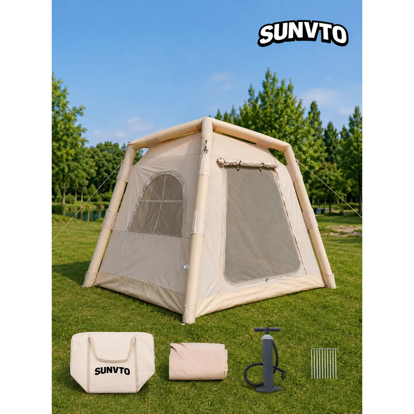4.6M² Lightweight Inflatable Camping Tent, Waterproof & UV-Resistant for All Seasons - 图片 4