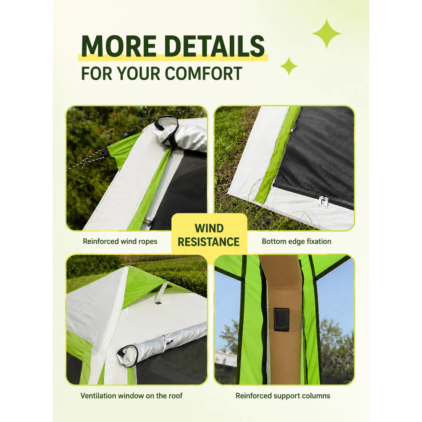 4M² Inflatable Tent, Single Door, Three Windows, Four-way Ventilation, Windproof and UV-resistant - 图片 9