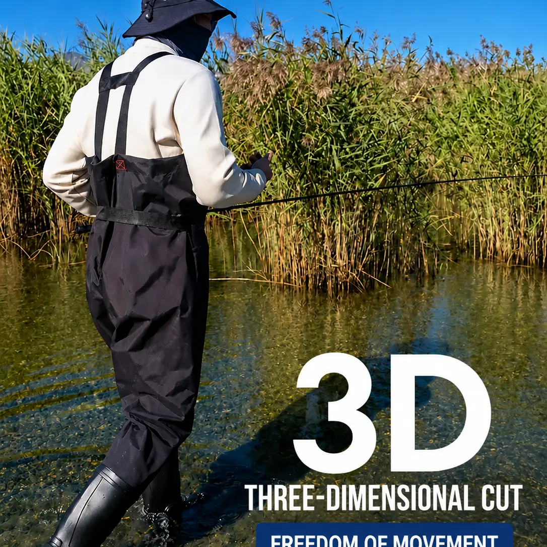 15000mm H₂O Waterproof Chest Waders 3D Cut Nylon Fishing Waders with Anti-Slip Rubber Boots - 图片 5