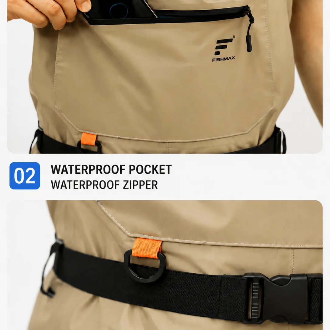 Chest Waders Ultra-Light Nylon Waterproof Fishing Waders with Neoprene Boots for River Stream Angling - 图片 7
