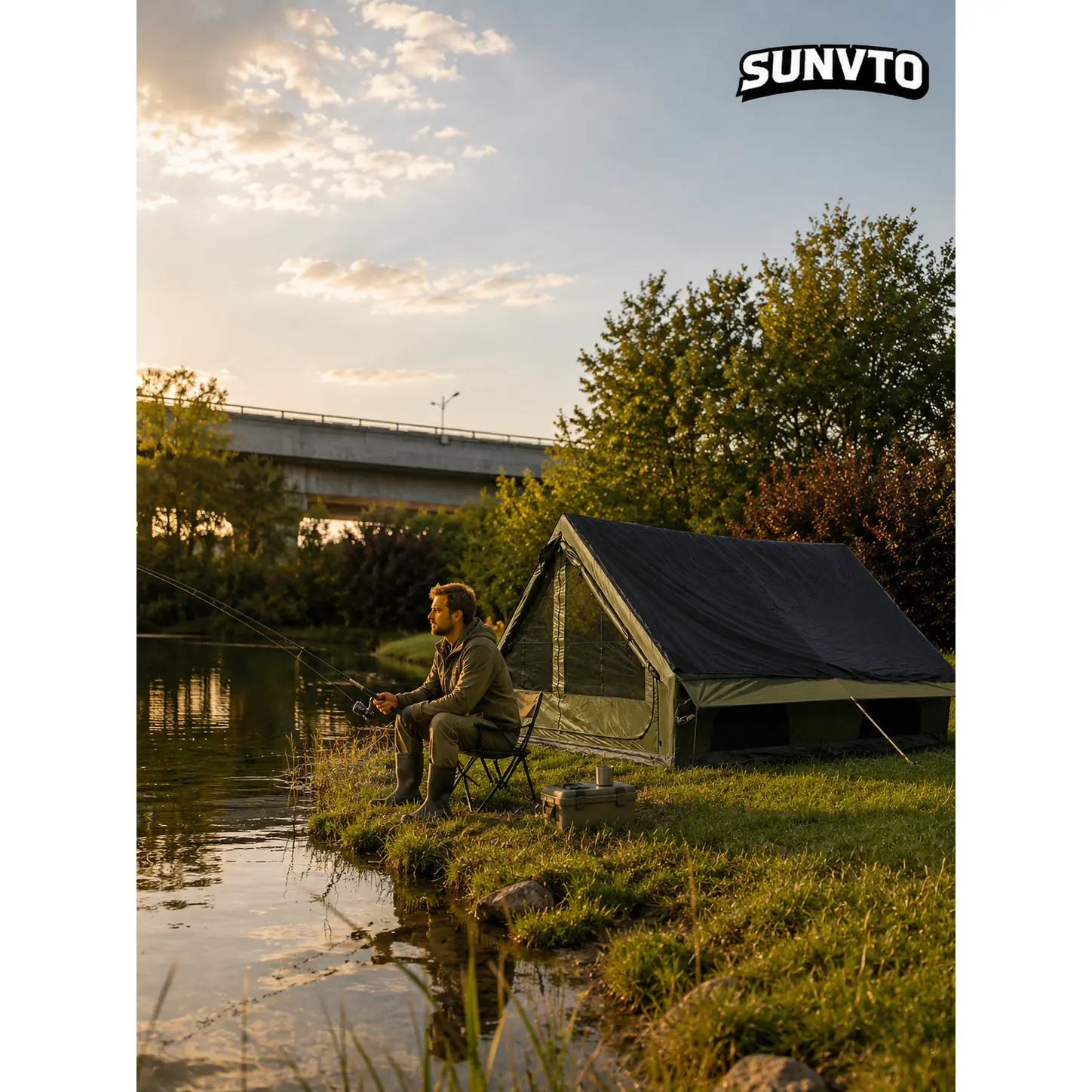 12M² Air Camping Tent, Dual Doors & Skylights, Sun Awning with Chimney Hole - 图片 6