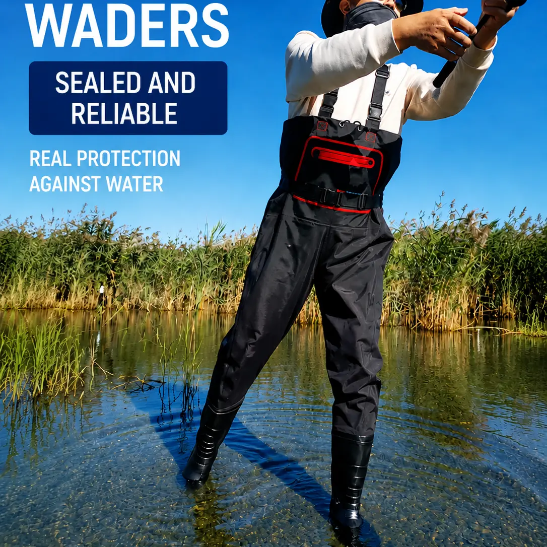15000mm H₂O Waterproof Chest Waders 3D Cut Nylon Fishing Waders with Anti-Slip Rubber Boots