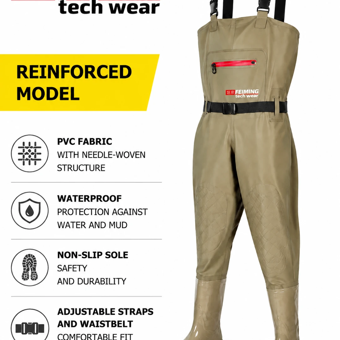 Chest Waders for Fishing Reinforced PVC Waterproof Bootfoot Waders for Hunting Farming - 图片 4