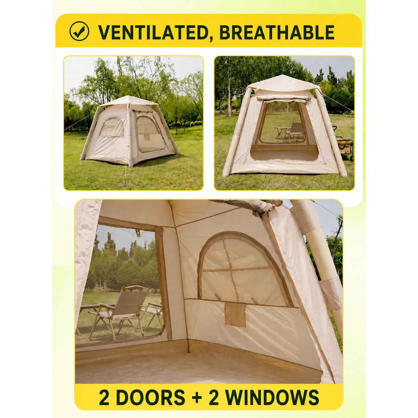 4.6M² Lightweight Inflatable Camping Tent, Waterproof & UV-Resistant for All Seasons - 图片 8