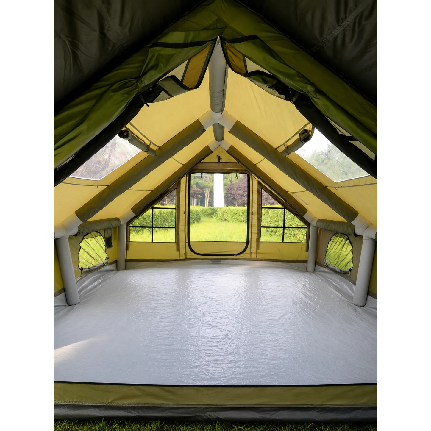 12M² Air Camping Tent, Dual Doors & Skylights, Sun Awning with Chimney Hole - 图片 3
