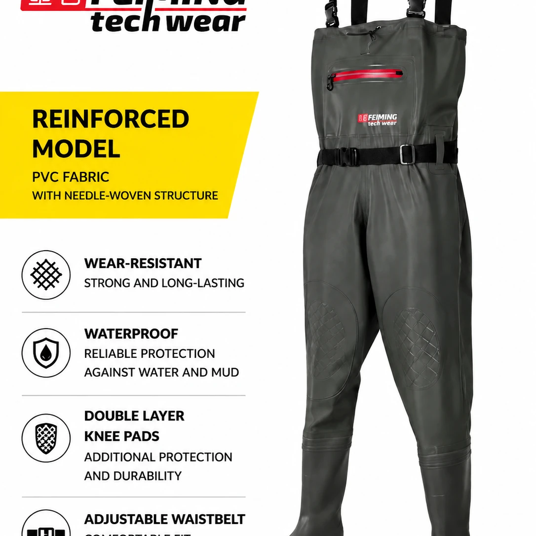 Chest Waders for Fishing Reinforced PVC Waterproof Bootfoot Waders for Hunting Farming - 图片 2