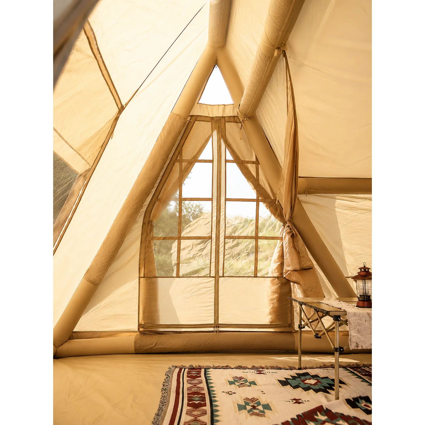 12.6㎡ Large Inflatable Cabin Tent , 420D Oxford Windproof Glamping Tent Fits 10-12 People - 图片 9