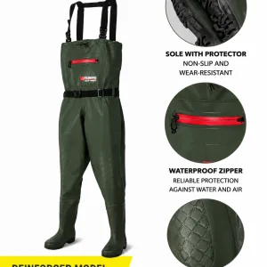 Chest Waders for Fishing Reinforced PVC Waterproof Bootfoot Waders for Hunting Farming