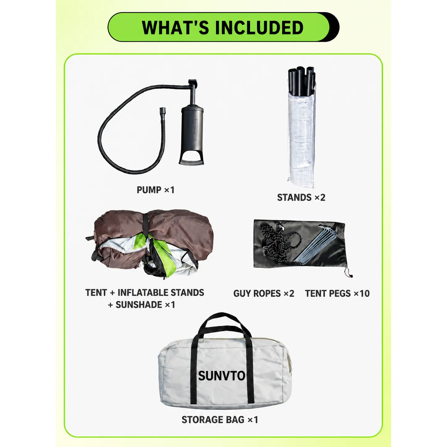 4M² Inflatable Tent, Single Door, Three Windows, Four-way Ventilation, Windproof and UV-resistant - 图片 13
