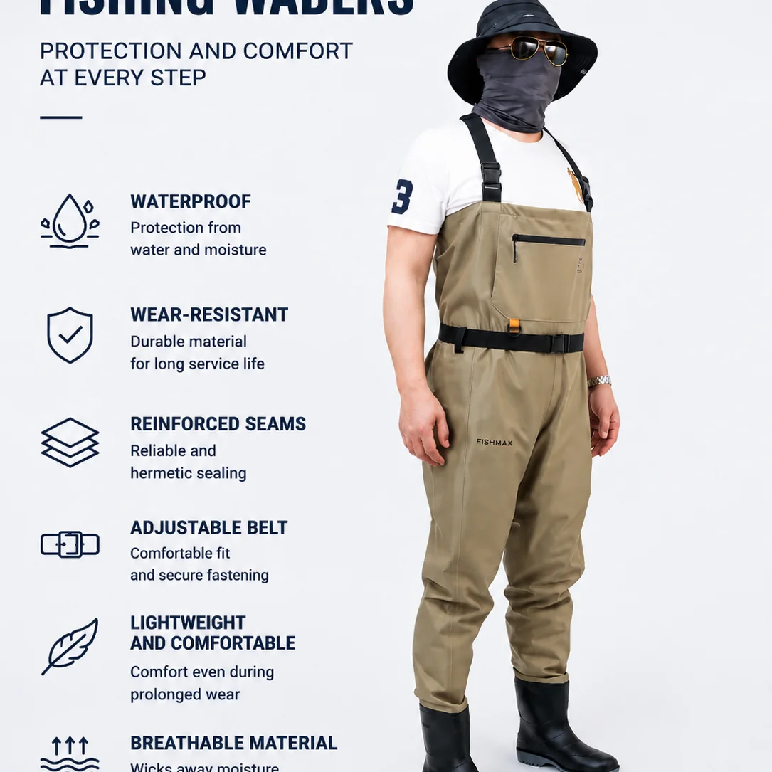 Chest Waders Ultra-Light Nylon Waterproof Fishing Waders with Neoprene Boots for River Stream Angling - 图片 4