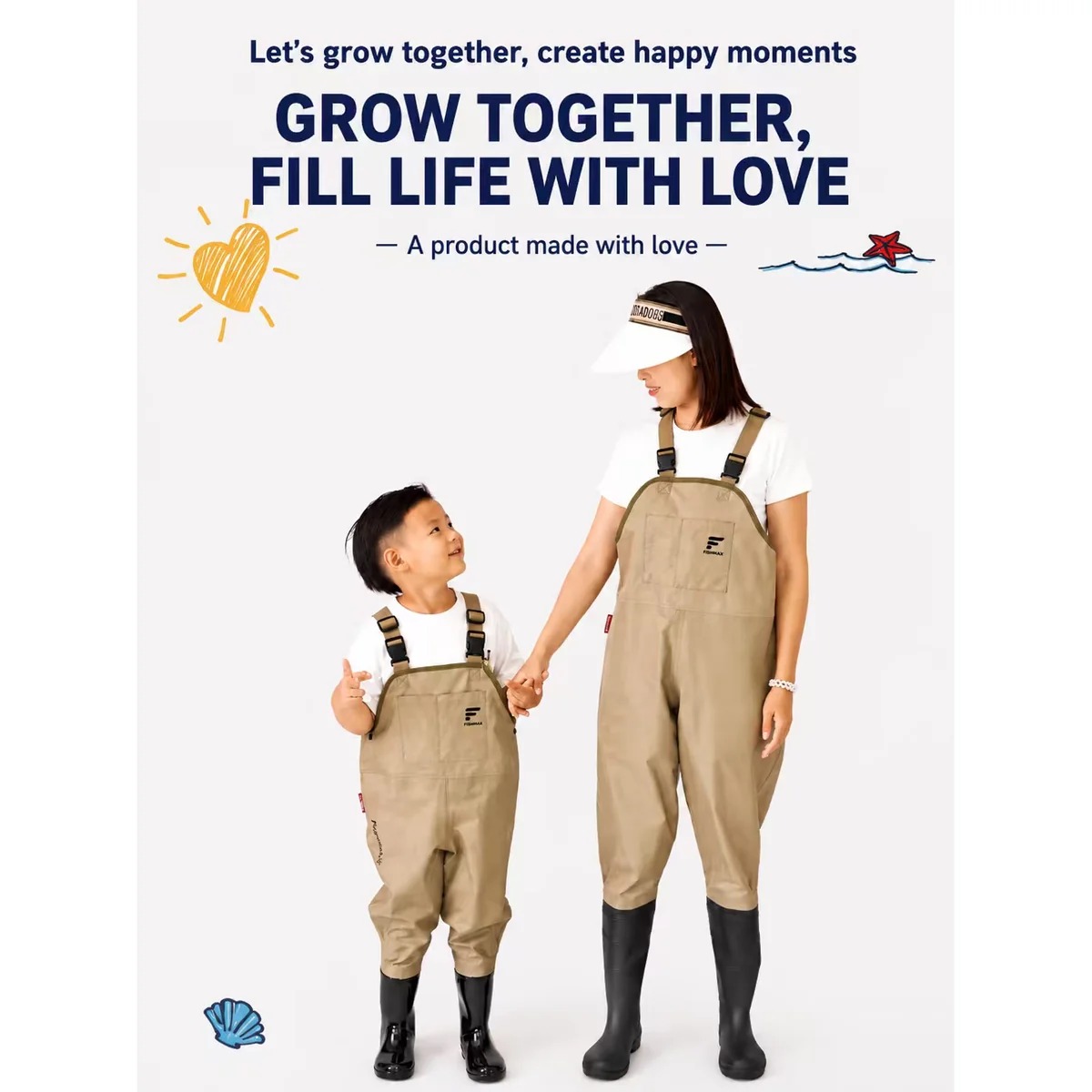Kids Waterproof Chest Waders with Boots, Lightweight Nylon Fishing Waders for Beach & Outdoor Play - 图片 2