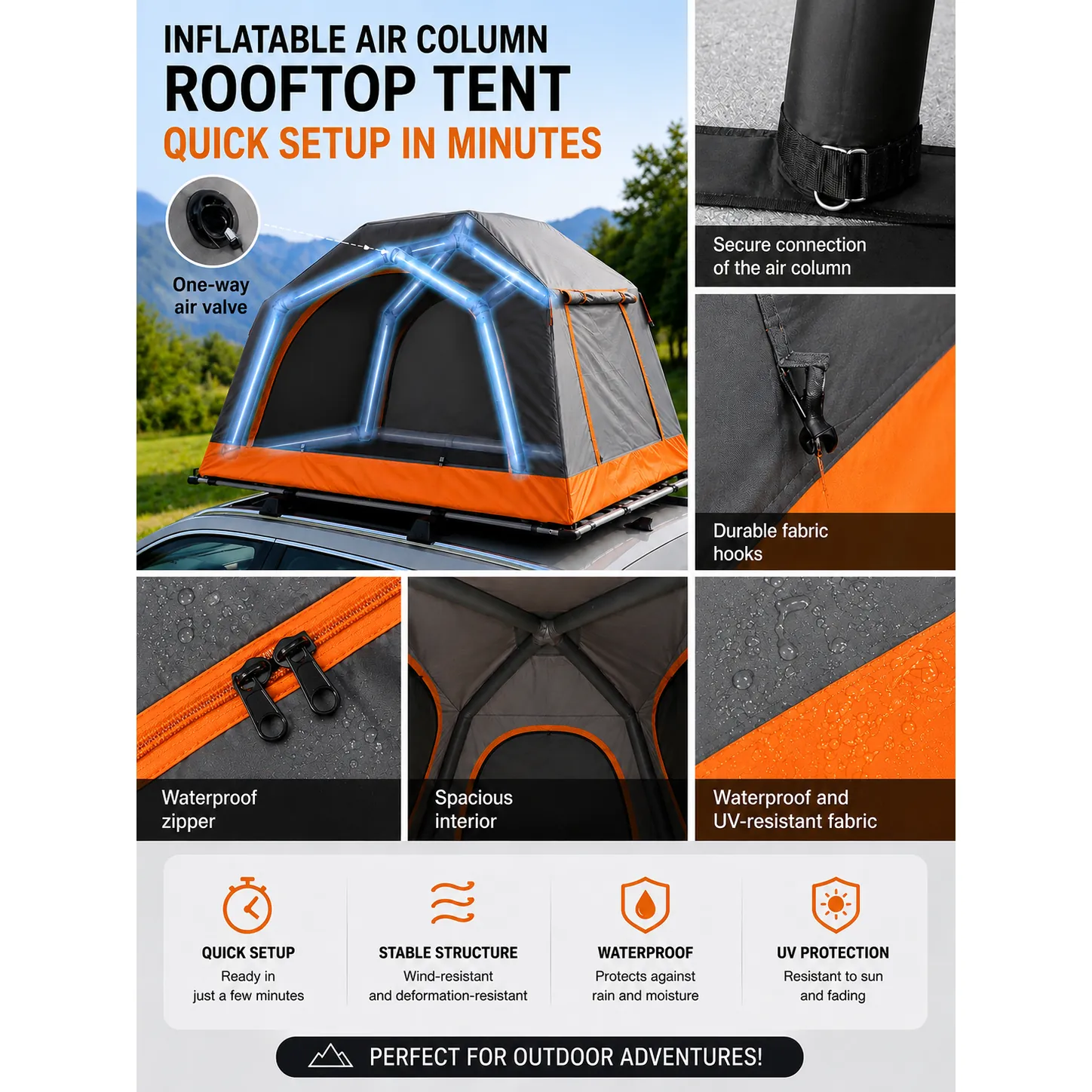 3‑in‑1 Inflatable Tent | Rooftop, Land & Water Camping - 图片 9