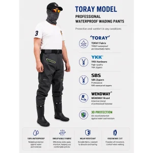 4-Layer Toray Lightweight Waders, YKK Buckle & SBS Zipper Durable Waterproof Chest Waders for Outdoor Wading