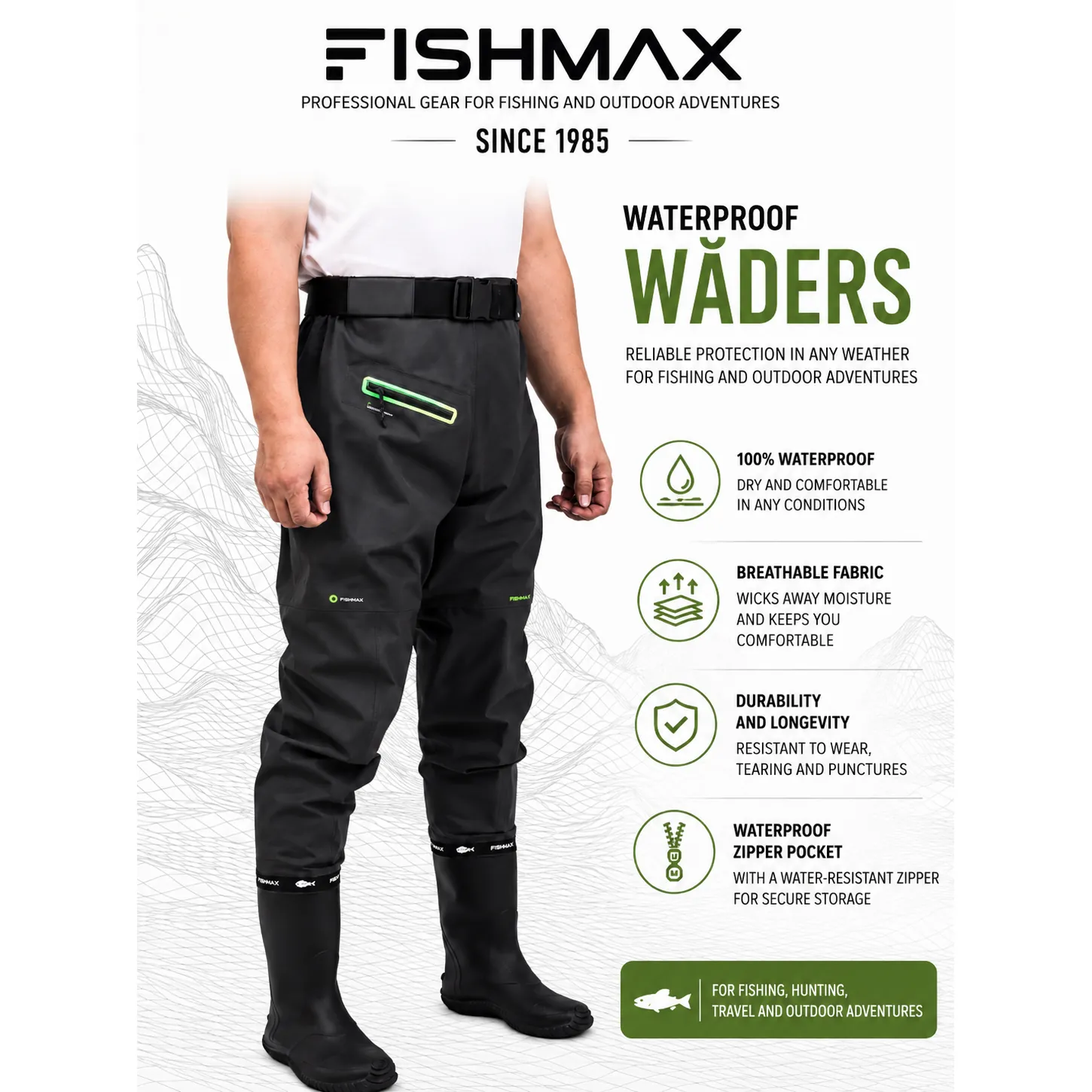4-Layer Toray Lightweight Waders, YKK Buckle & SBS Zipper Durable Waterproof Chest Waders for Outdoor Wading - 图片 3