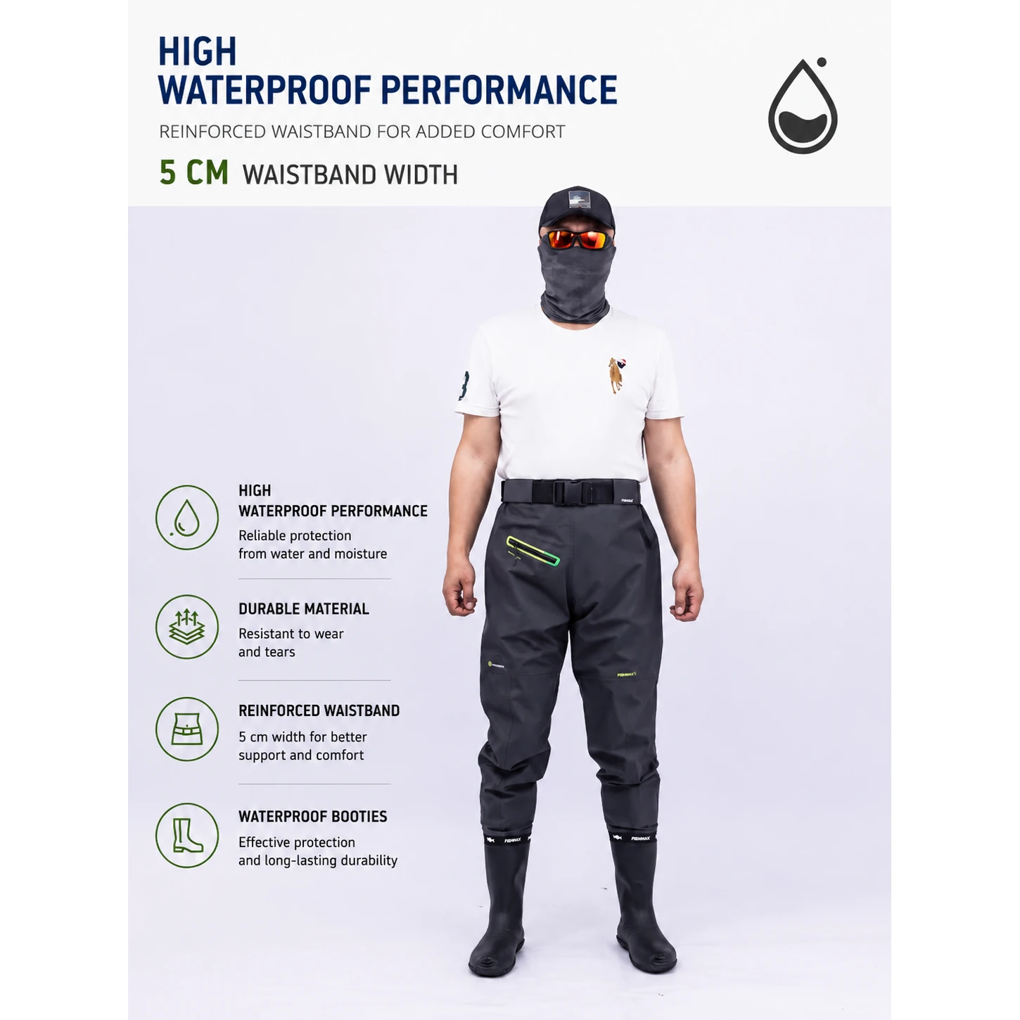 4-Layer Toray Lightweight Waders, YKK Buckle & SBS Zipper Durable Waterproof Chest Waders for Outdoor Wading - 图片 4