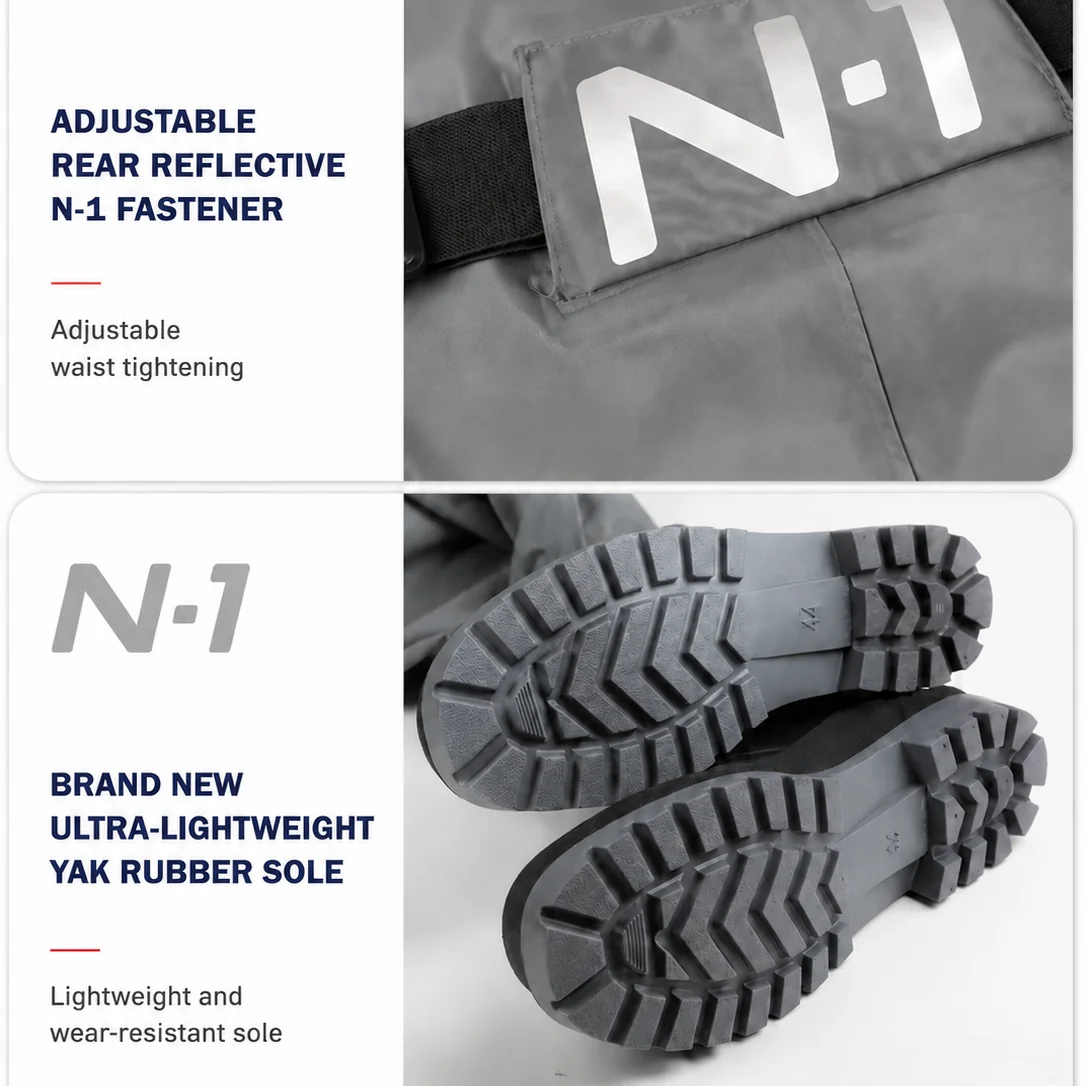 FEIMING N1 PRO-3D Chest Waders Ultra Light Nylon Waterproof Fishing Waders with Short Rubber Boots - 图片 8