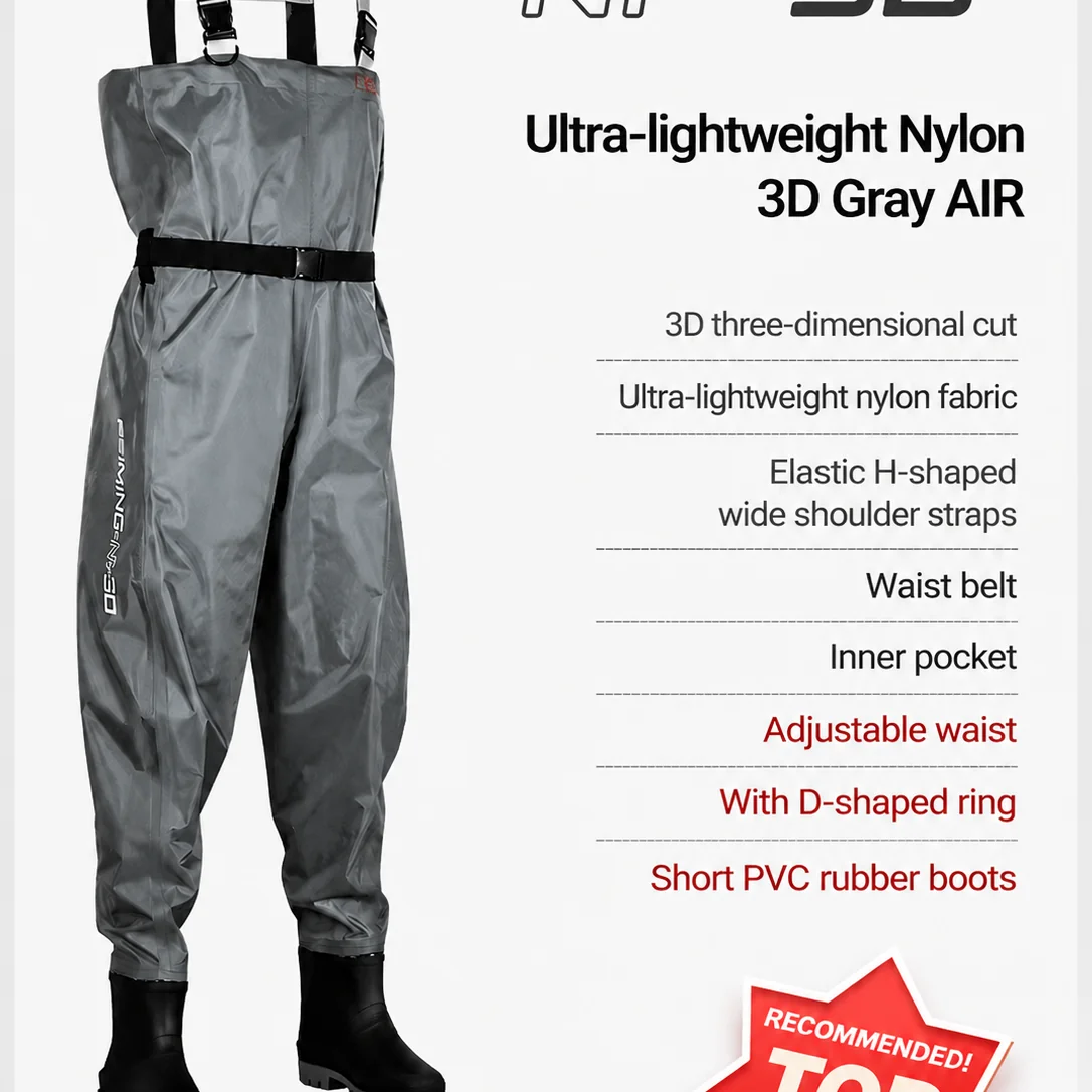 FEIMING N1 PRO-3D Chest Waders Ultra Light Nylon Waterproof Fishing Waders with Short Rubber Boots - 图片 3