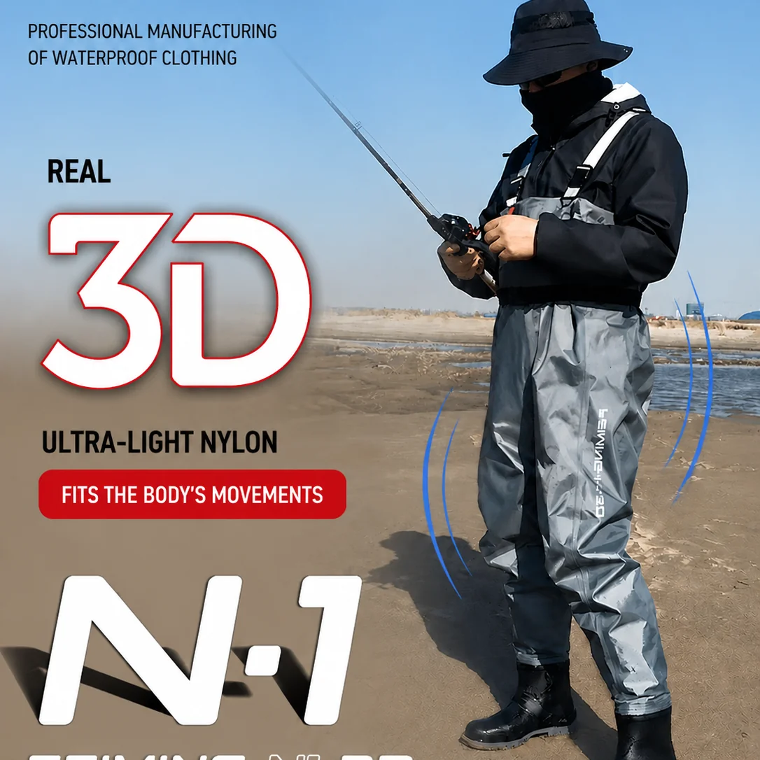 FEIMING N1 PRO-3D Chest Waders Ultra Light Nylon Waterproof Fishing Waders with Short Rubber Boots - 图片 4