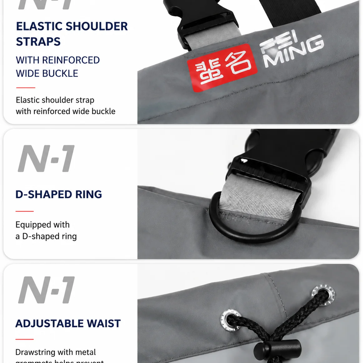 FEIMING N1 PRO-3D Chest Waders Ultra Light Nylon Waterproof Fishing Waders with Short Rubber Boots - 图片 9