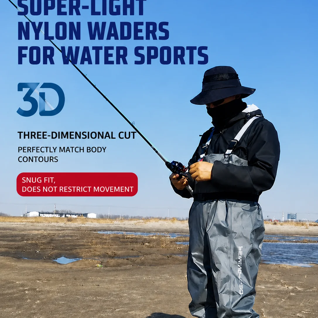 FEIMING N1 PRO-3D Chest Waders Ultra Light Nylon Waterproof Fishing Waders with Short Rubber Boots - 图片 2