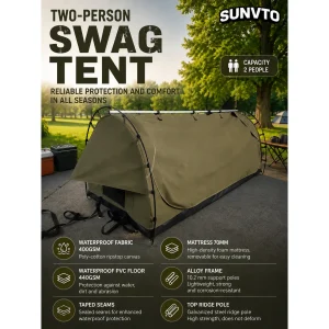 Popular Australian-style double-person canvas camping swag tent