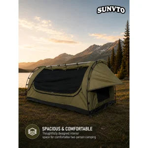Single Swag Tent, Waterproof Tear Resistant Portable Canvas Tent for Solo Hiking