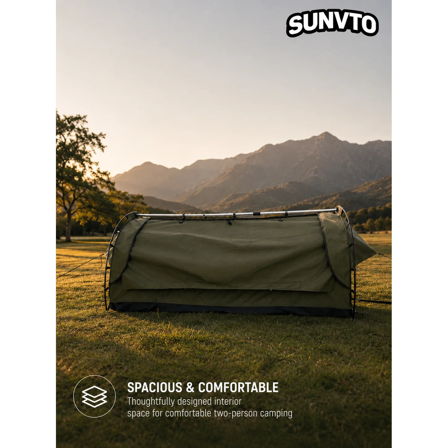 Single Swag Tent, Waterproof Tear Resistant Portable Canvas Tent for Solo Hiking - 图片 5