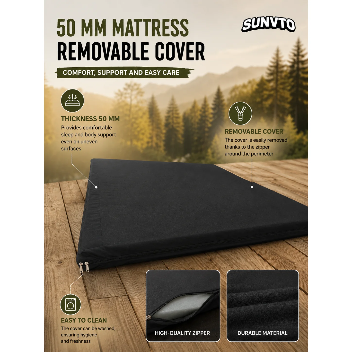 Single Swag Tent, Waterproof Tear Resistant Portable Canvas Tent for Solo Hiking - 图片 12